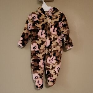 Little Beginnings camo plush hooded bunting suit